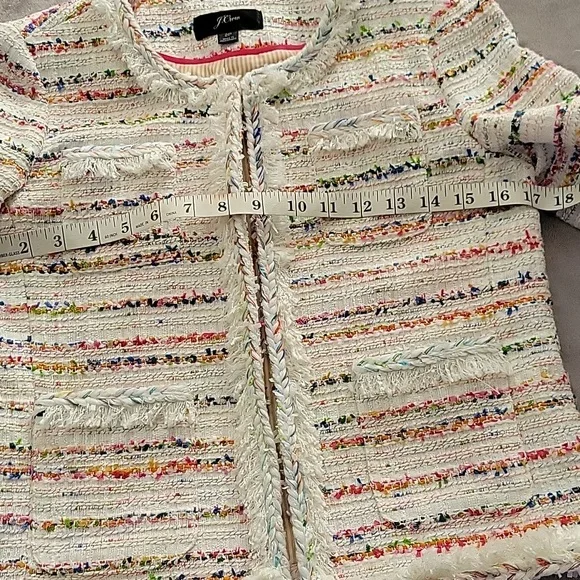 J. Crew Womens Long Sleeve Cropped Textured Tweed Blazer Sz 2p - Picture 9 of 12